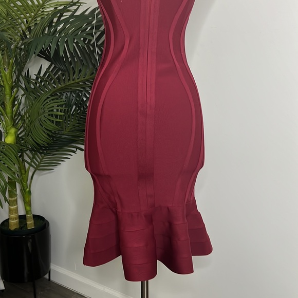 Maroon Formal Bandage Dress - Picture 6 of 6